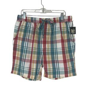 Artistry In Motion Pull On Shorts Womens Size Large Plaid Tie Pockets New